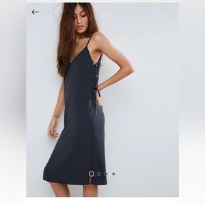 ASOS Dark Blue Midi Dress with Side Ties